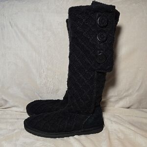 UGG Sweater Women's Black Knit Button Boots